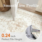 Runner Rug 2x10 Cream Hallway Washable Beige Carpet Non Slip Vintage Medallion - Image 3