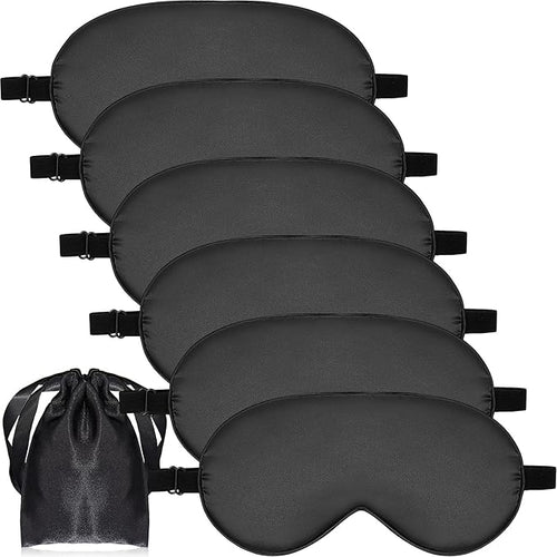 6 Pieces Natural Silk Sleep Mask Soft Eye Mask Adjustable Strap Blindfold by Geyoga