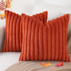Pallene Faux Fur Plush Fall Throw Pillow Covers 24x24 Set of 2, Luxury Soft by PALLENE