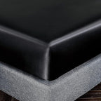 Homiest Black Satin Fitted Sheet Full Size Deep Pocket Luxury & Ultra Soft - Image 3