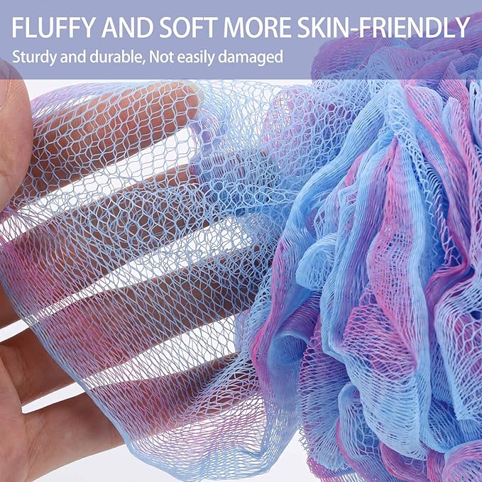 BTYMS Bath Sponges 60g/pc Shower Loofahs Mesh Pouf Shower Pouf Bath Scrunchies - Image 2