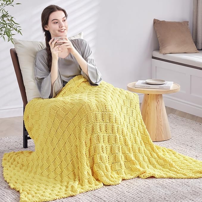 Knitted Weighted Blanket for Adult, No Beads Heavy Blanket 60” x 80'' 17lbs - Image 7