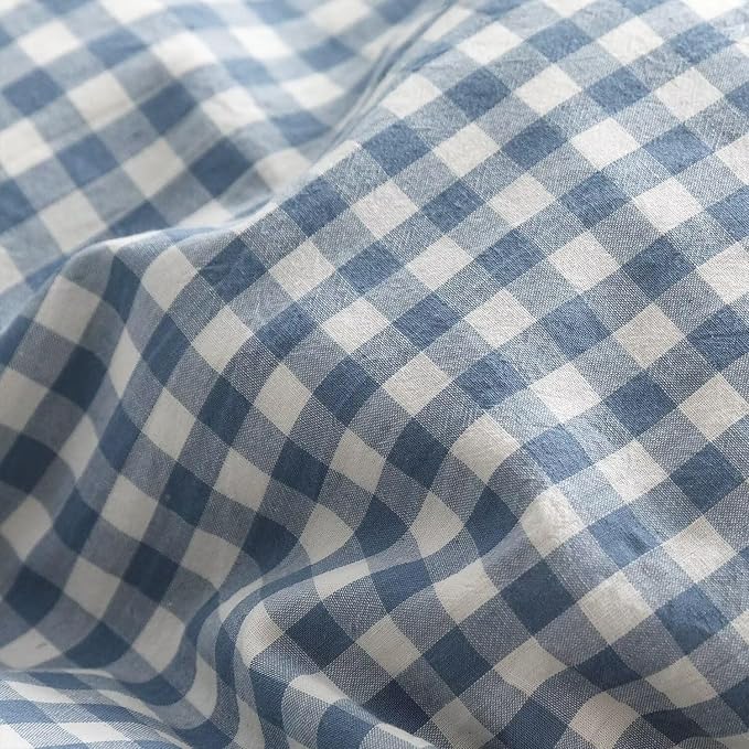 MKXI Blue and White Gingham Duvet Cover Full Size, 3-Piece Bedding Set - Image 8