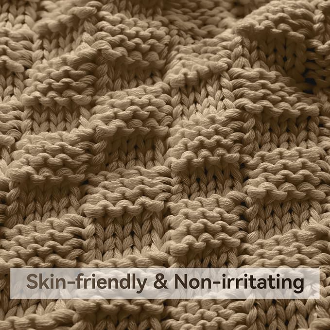 Knitted Weighted Blanket for Adult, No Beads Heavy Blanket 60” x 80'' 17lbs - Image 4