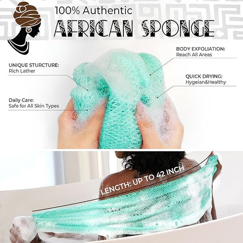 African Exfoliating Net Sponge Black & Seawave - Image 2