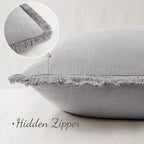 MIULEE Decorative Throw Pillow Covers Neutral Linen Fringe Throw Pillows Set of - Image 3