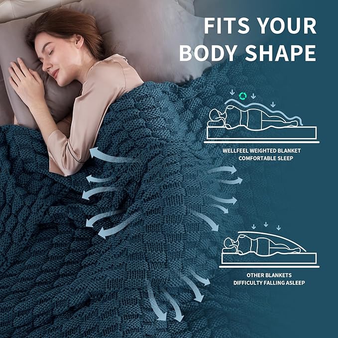 Knitted Weighted Blanket for Adult, No Beads Heavy Blanket 50” x 60'' 7lbs - Image 3