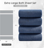 4 Piece Extra Large Bath Towel 35"x70" Oversized Bath Sheet Navy Blue Bath - Image 5