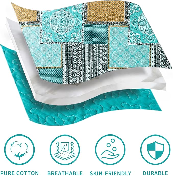 BEDIFANY 3 Pieces Cotton King Size Quilt Sets, King Bedspread Lightweight - Image 5