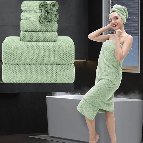 8 Piece Bathroom Towel Set Green |2 Oversized Large Bath Towels Sheet, 2 Hand by MAGGEA