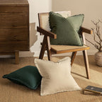 MIULEE Decorative Throw Pillow Covers Neutral Linen Fringe Throw Pillows Euro - Image 4