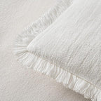 MIULEE Decorative Throw Pillow Covers Neutral Linen Fringe Throw Pillows Set of - Image 3