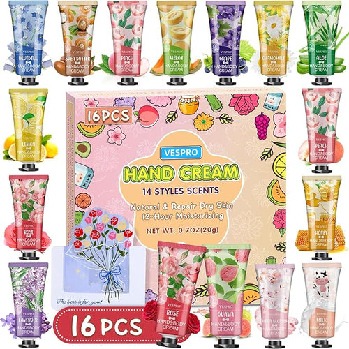16 Pack Hand Cream Set, Mothers Day Gifts by VESPRO