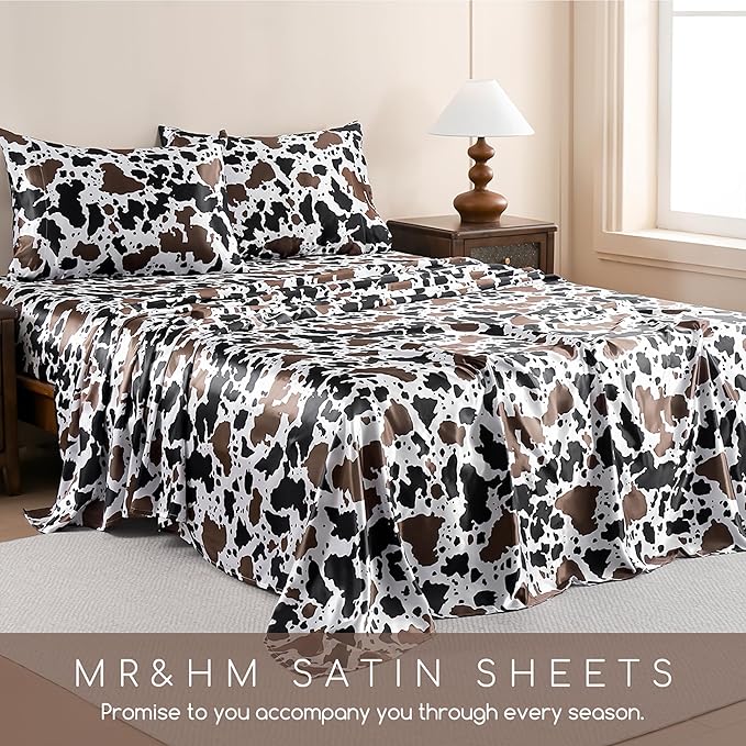MR&HM Satin Sheets with Elastic Corner Straps, Twin XL Size 3-Piece Silky - Image 6
