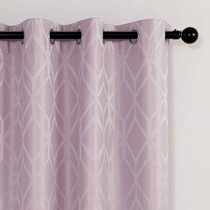 Amazon Basics Jacquard 2-Piece 100% Blackout Curtains, Living Room and Bedroom - Image 4