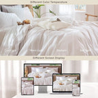 MooMee Striped Duvet Cover Set 100% Washed Cotton Linen Like Textured - Image 7