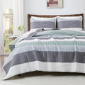 Andency Oversized Queen Quilt Bedding Set, 98x98Inch Sage Green Stripe by Andency