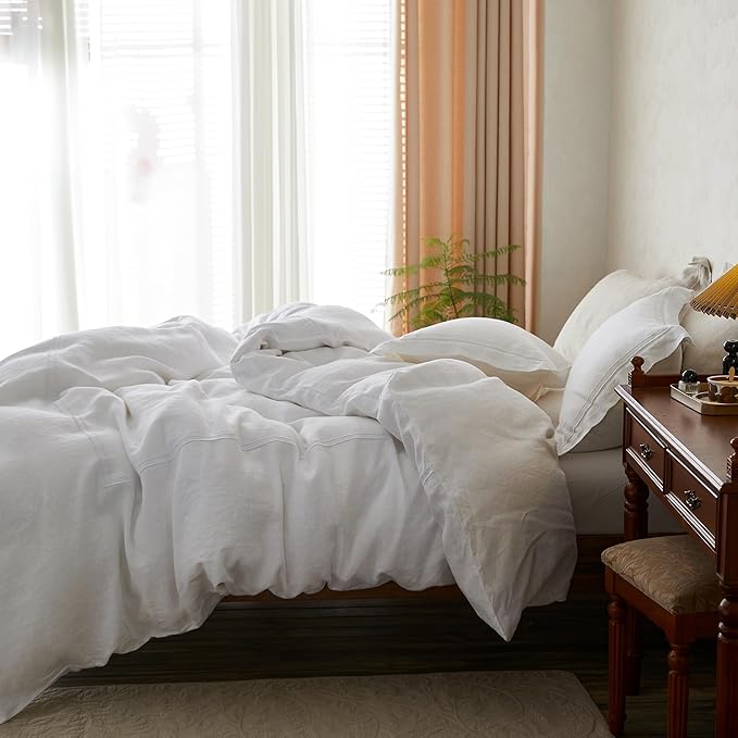 Simple&Opulence 100% Washed Linen Duvet Cover Set 68"x86" - Image 7