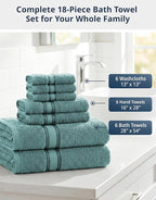 LANE LINEN 100% Cotton Bath Towel Set of 18 – 6 Bath, 6 Hand Towel & 6 - Image 2
