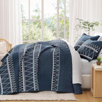 Andency Navy Quilts Queen Size, 3 Pieces Queen Quilt Bedding Set Boho - Image 7