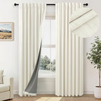 Pitalk 72 Inch Curtains for Living Room Black Out Linen Back Tab Loops Room by Pitalk