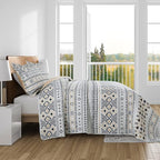 BEDIFANY Boho Quilt King Size Set, Lightweight Bedspread King Size Stripe Boho - Image 3