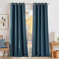 NICETOWN Faux Linen Stone Blue Blackout Curtains 84 inches Long by NICETOWN