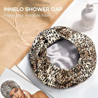INNELO Luxury Shower Cap for Women Reusable Waterproof, Double Layered Shower - Image 7