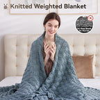 Knitted Weighted Blanket for Adult, No Beads Heavy Blanket 60” x 80'' 12lbs - Image 5