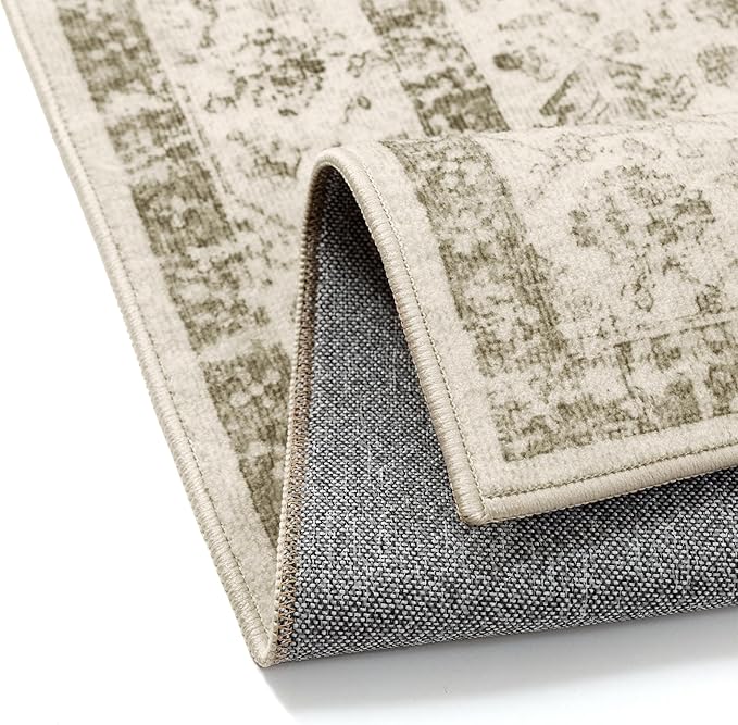 Taupe 2x8 Runner Rug Vintage Area Carpet Hallway Indoor Kitchen Washable Low - Image 8
