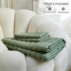 JELLYMONI Dark Green Duvet Cover King Size, Soft Breathable Seersucker Duvet - Image 6