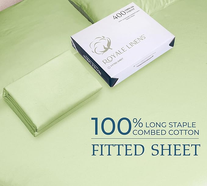 Royale Linens 400 Thread Count 100% American Grown Cotton Fitted Sheet King Size - Image 9