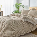 Gingham Duvet Cover King Size, 3 Pieces Soft Breathable Microfiber Plaid - Image 7