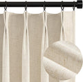Topfinel 102 Inches Long Cream Colored Custom Total Blackout Linen Curtains by Topfinel