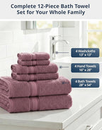 LANE LINEN Bathroom Towels Set of 12 – Zero Twist, 100% Cotton Soft Towel - Image 4