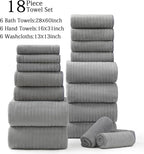 Hailea 18 Piece Family Bath Towel Set Include 6 Bath Towels, 6 Hand Towels and - Image 9