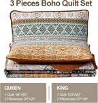 WONGS BEDDING Boho Fall Queen Quilt Set, Lightweight Microfiber Bed Decor - Image 6