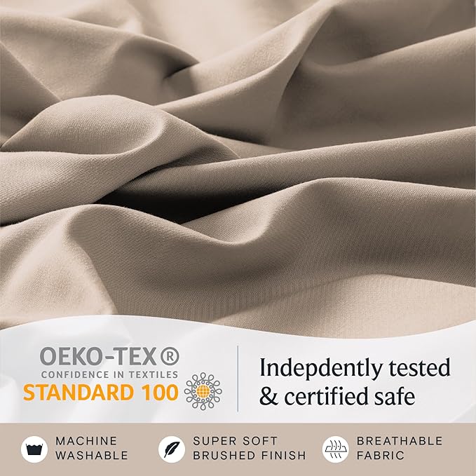 LuxClub 4 PC California King Sheet Set, Breathable Luxury Bed Sheets, Deep - Image 7