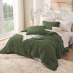 Andency Comforter Set Oversized King Olive Green 120x120, 3 Pieces Boho Fall - Image 6