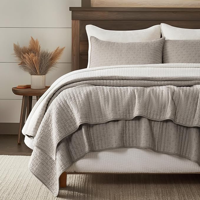 EVERGRACE Cross Stitch Pre-Washed Cotton Quilt Bedding Set King Size, Oversized - Image 8