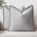 MIULEE Decorative Throw Pillow Covers Neutral Linen Fringe Throw Pillows Set of by MIULEE