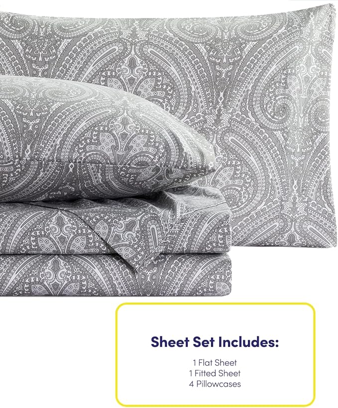 Queen Sheets Paisley Grey - Image 5