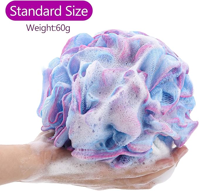 BTYMS Bath Sponges 60g/pc Shower Loofahs Mesh Pouf Shower Pouf Bath Scrunchies - Image 3