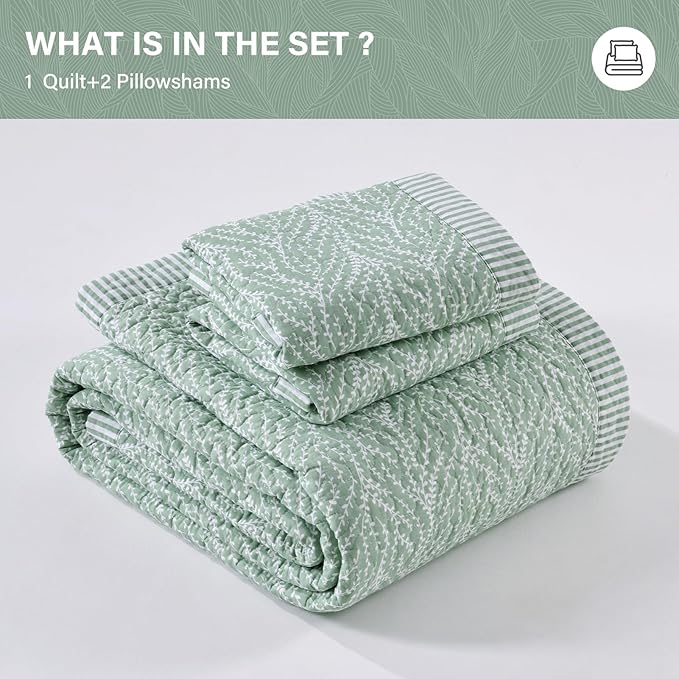 SahSahCasa Quilt Set Queen Size, 100% Cotton Quilt Bedding Set Bedspread - Image 7
