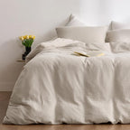 RRENEWROOTS Gream Gray Twin Duvet Cover, 100% Sandwashed Cotton Soft Twin Size by Unknown