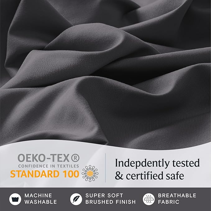 LuxClub 4 PC California King Size Sheet Set Sheets Deep Pockets 18" Wrinkle - Image 5