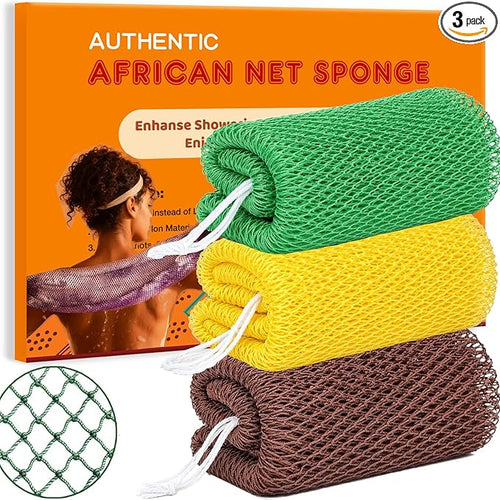 African Net Sponge Authentic, 3 Pieces African Exfoliating Net Sponge Body Back by Unknown
