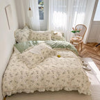 mixinni Reversible Sage Green Floral Duvet Cover Set Twin Size - Image 3