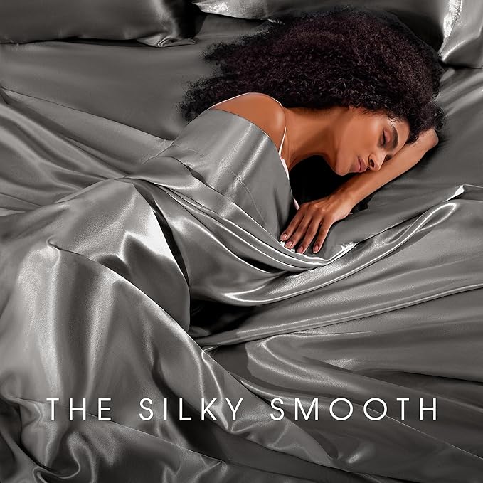 FreshCulture Satin Sheets Queen Size Bed Set- 4 Piece Luxury Soft Silky Queen - Image 6