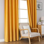 Joydeco Yellow Velvet Curtains 96 inch Length 2 Panels, Luxury Blackout Rod - Image 8
